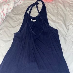 Navy blue tank with crossover straps